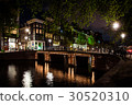 Night shot of canal of Amsterdam 30520310