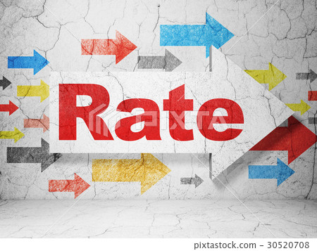 Money concept: arrow with Rate on grunge wall Money concept: arrow with Rate on grunge wall 30520708