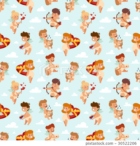 Valentine Day cupid angels cartoon style vector Valentine Day cupid angels cartoon style vector 30522206