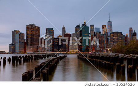New York City manhattan buildings skyline evening New York City manhattan buildings skyline evening 30524520