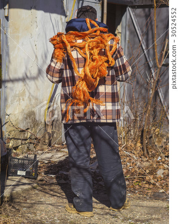 bright orange rope on a person back bright orange rope on a person back 30524552