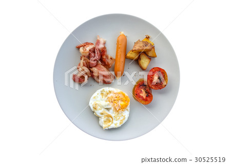Isolated delicious breakfast set on white 30525519