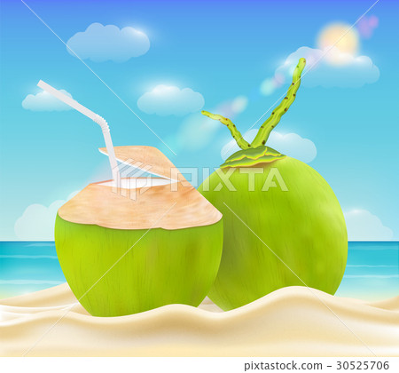 coconut drink on a bright sea sand beach coconut drink on a bright sea sand beach 30525706