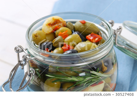 pickled olives, capers, caper berries and garlic 30527408