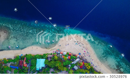Aerial view of sandy beach beautiful clear sea. 30528976