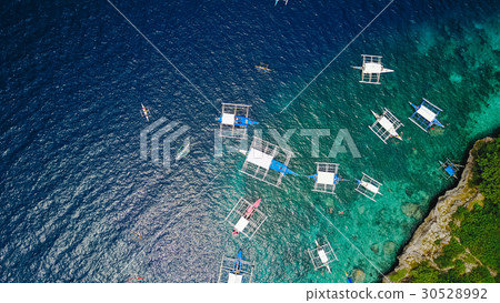 Aerial view of sandy beach beautiful clear sea. Aerial view of sandy beach beautiful clear sea. 30528992
