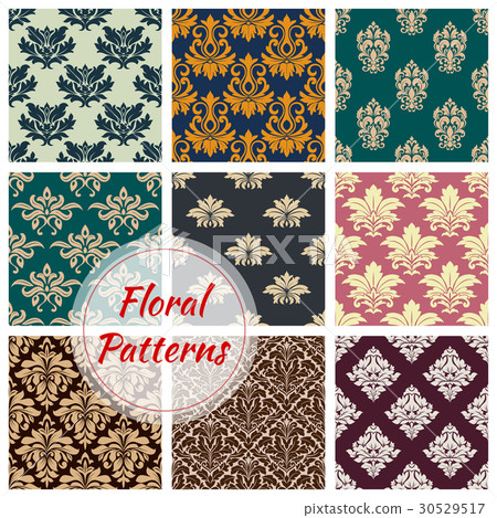 Patterns set of vector floral seamless ornament - Stock Illustration ...