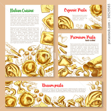 Vector templates set for pasta of Italian cuisine 30529565
