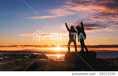Silhouette two man success achievement goals, 30531550