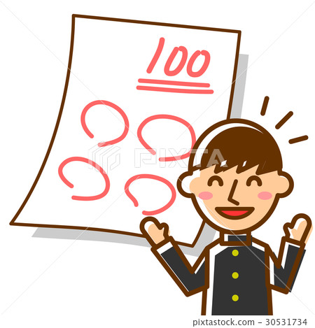 Student test 100 points Boys' laughter - Stock Illustration [30531734 ...