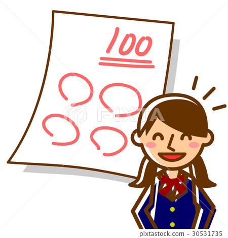 Student test 100 points Female laughter - Stock Illustration [30531735 ...