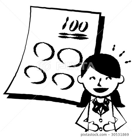 Student Test 100 Points Female Laughter - Stock Illustration [30531869 