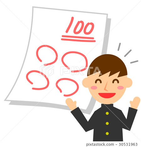 Student test 100 points Boys' laughter - Stock Illustration [30531963 ...