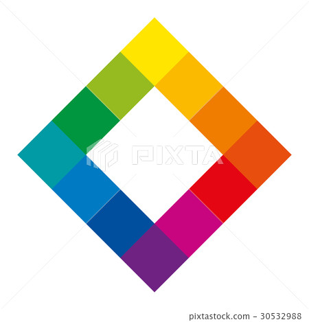Twelve unique color hues of color wheel, square 30532988