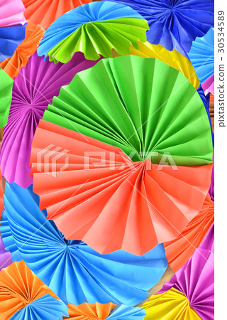 Background of colorful paper fans 30534589