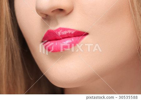 The sensual red lips close up The sensual red lips close up 30535588