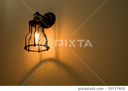 Wall lamp on cement wall. Wall lamp on cement wall. 30537408