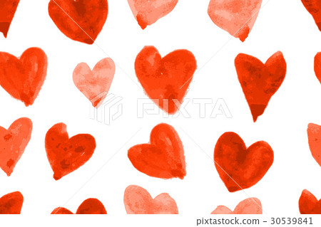 seamless pattern with watercolor hearts - Stock Illustration [30539841 ...