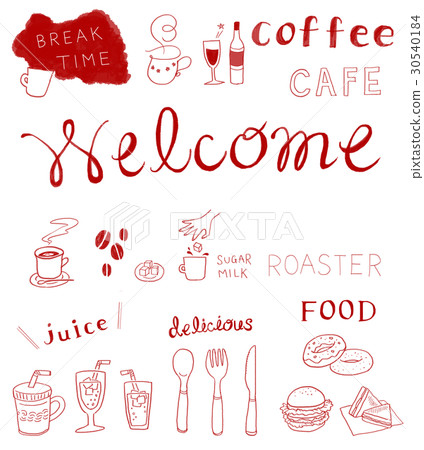 Cafe handwritten illustration red 30540184