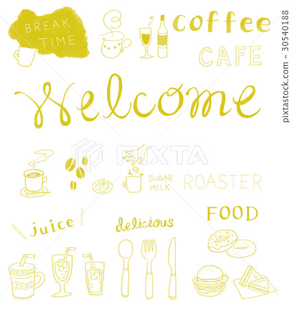 Cafe handwritten illustration yellow Cafe handwritten illustration yellow 30540188