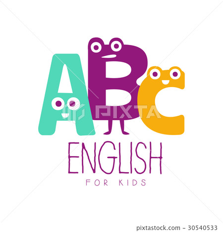 插图素材 english for kids logo symbol colorful hand drawn