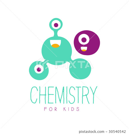 Chemistry for kids logo symbol. Colorful hand Chemistry for kids logo symbol. Colorful hand 30540542