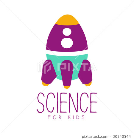 Science for kids logo symbol with rocket. Colorful Science for kids logo symbol with rocket. Colorful 30540544