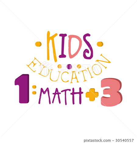 Kids Education Math Logo Symbol. Colorful Hand - Stock Illustration ...