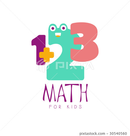 Math for kids logo symbol. Colorful hand drawn 30540560