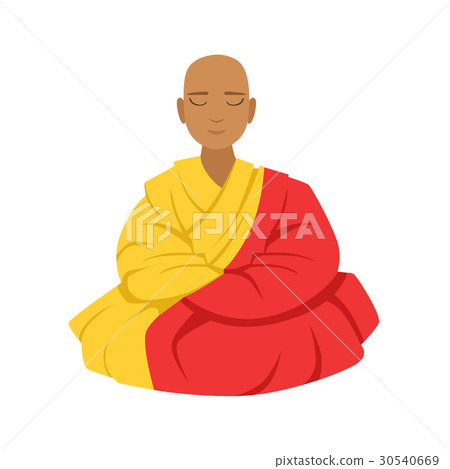 Tibetan monk in a robe, buddhist in lotus position 30540669