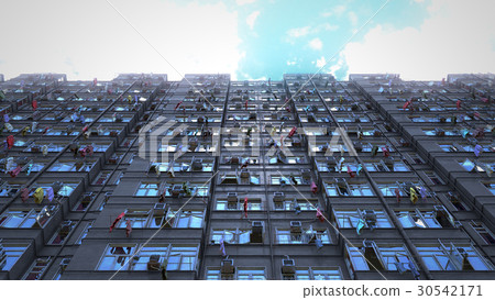 Poor apartment houses perspective view of the sky Poor apartment houses perspective view of the sky 30542171