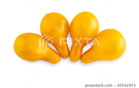 Ripe fresh yellow pear tomato isolated on white 30542953