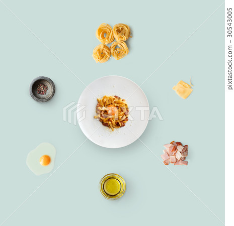 Cooking ingredients for italian food, carbonara Cooking ingredients for italian food, carbonara 30543005