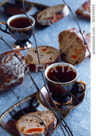 Close-up of afternoon tea for two persons with Close-up of afternoon tea for two persons with 30544093