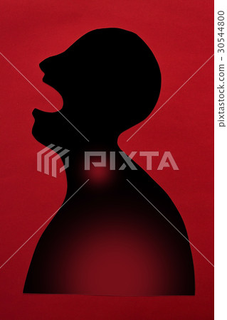 concept of sickness and pain on silhouette - 30544800