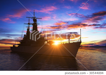 American Modern Warship On The Background Of 30544894