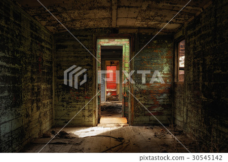 Messy vehicle interior with lights 30545142