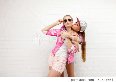 Two friends posing. modern lifestyle. two stylish 30545661