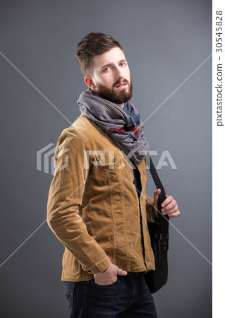 Stylish man with black leather bag 30545828