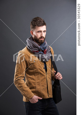 Stylish man with black leather bag 30545829