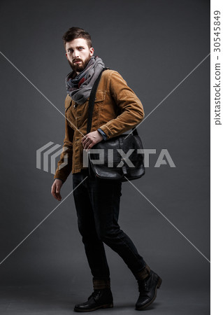 Stylish man with black leather bag 30545849
