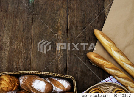 Various Fresh Baked Bakery Bread Products 30550397