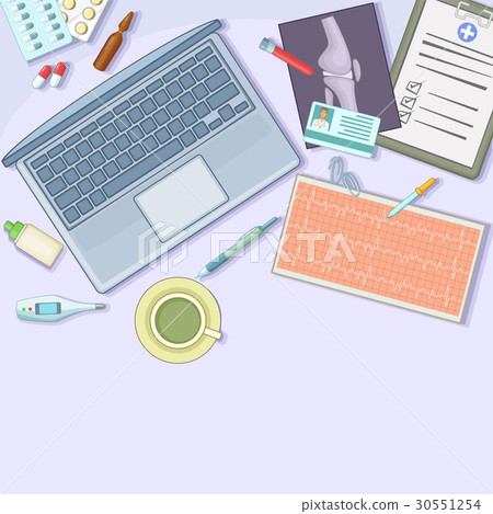 Medicine concept workstation, cartoon style 30551254