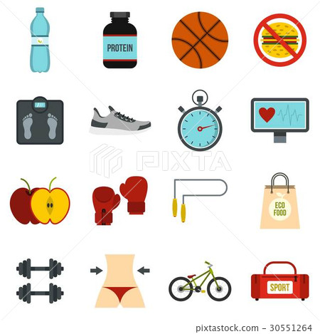 Healthy life set flat icons 30551264
