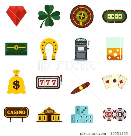 Casino set flat icons 30551265