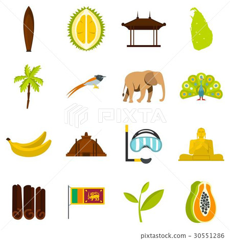 Sri Lanka travel set flat icons Sri Lanka travel set flat icons 30551286