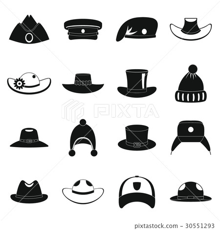 Headdress hat icons set, simple style Headdress hat icons set, simple style 30551293