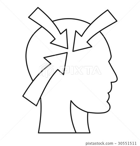 Arrows inside human head icon, outline style 30551511