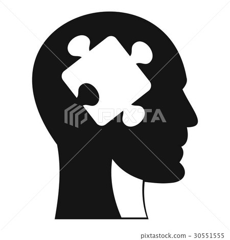 Head with puzzle icon, simple style 30551555