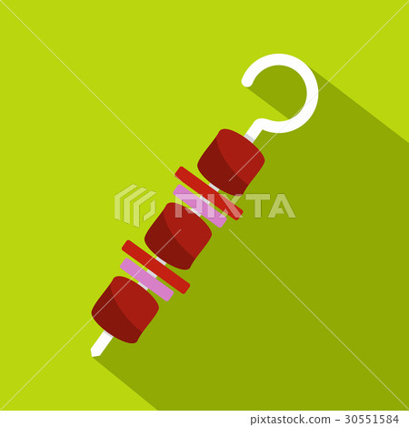 Barbecue kebab on skewer icon, flat style 30551584